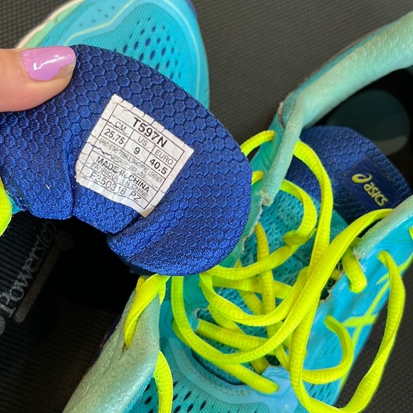 ASICS Gel Kayano 22 Running Shoe Blue Yellow Size 9 - Picture 6 of 10